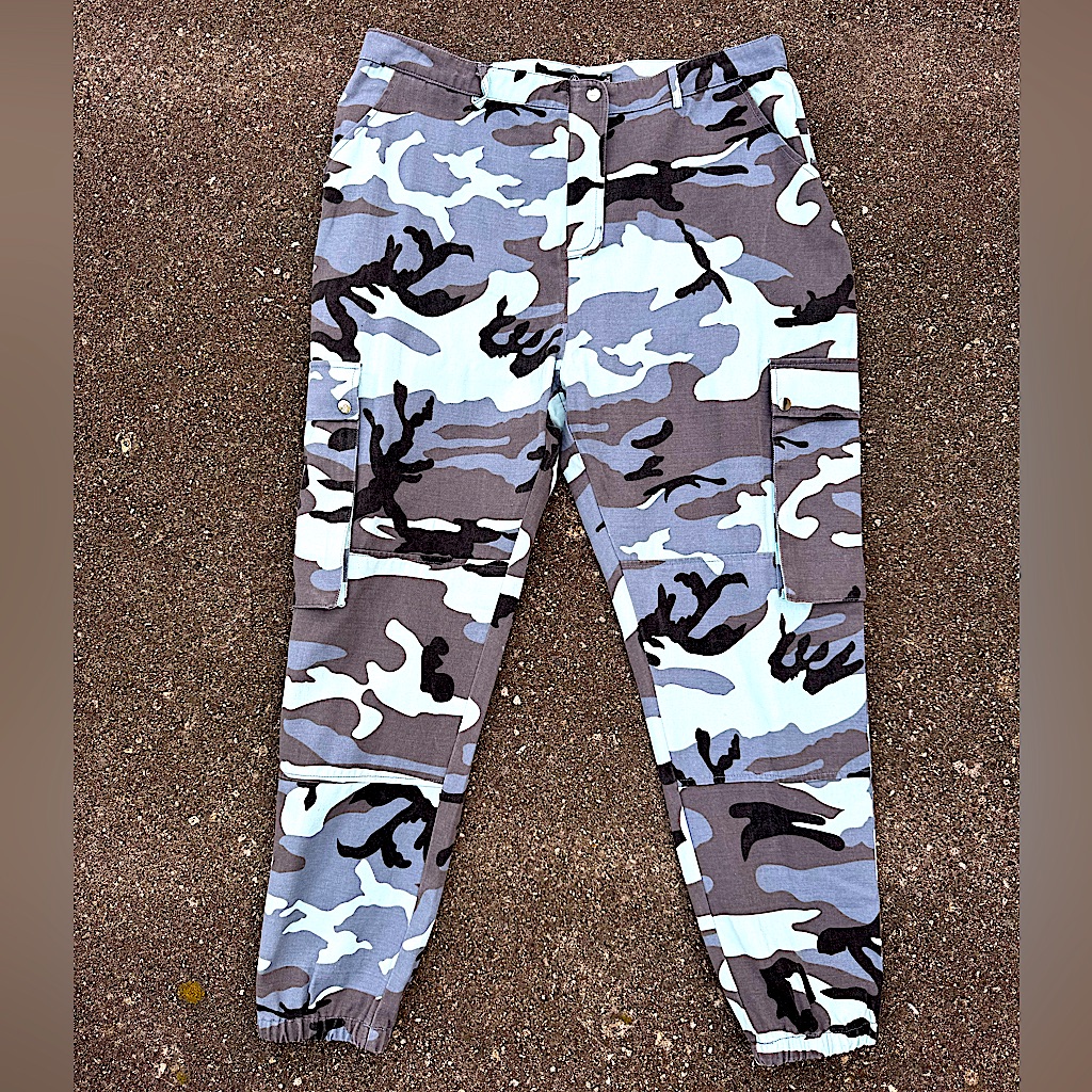 Missguided Camouflage Cool Tone Camo Cargo Pants Us 16